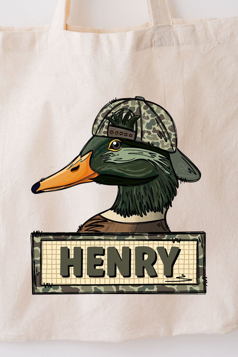 Personalized Little Mallard Small Canvas Tote *Personalize Your Name - Wholesale Accessory Market