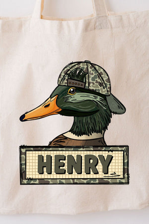 Personalized Little Mallard Small Canvas Tote *Personalize Your Name - Wholesale Accessory Market