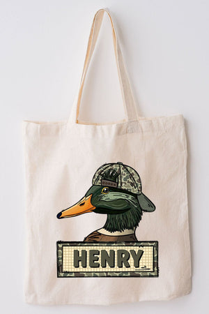 Personalized Little Mallard Small Canvas Tote *Personalize Your Name - Wholesale Accessory Market
