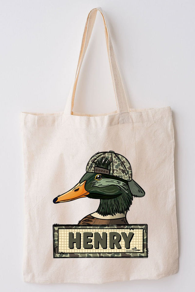 Personalized Little Mallard Small Canvas Tote *Personalize Your Name - Wholesale Accessory Market