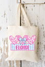 Personalized Pink & Gingham Hearts Medium Canvas Tote *Personalize Your Name - Wholesale Accessory Market