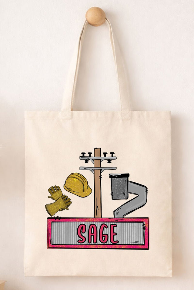 Personalized Pink Power Crew Kid Small Canvas Tote *Personalize Your Name - Wholesale Accessory Market