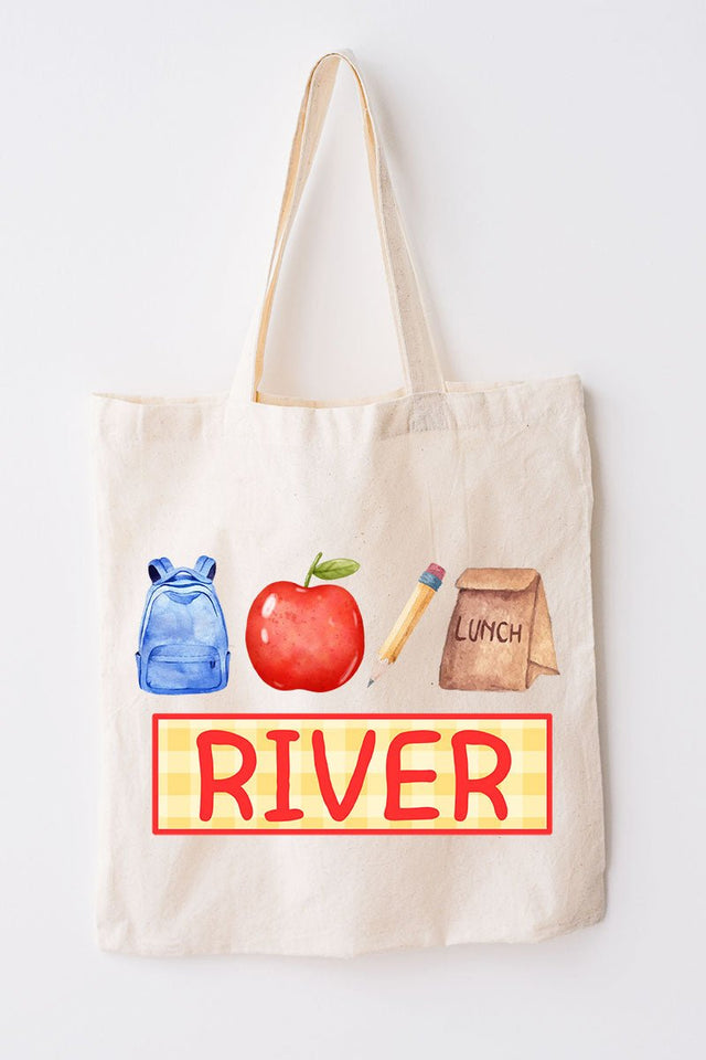 Personalized School Time Medium Canvas Tote *Personalize Your Name - Wholesale Accessory Market