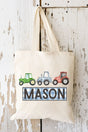 Personalized Tractor Trio Medium Canvas Tote *Personalize Your Name - Wholesale Accessory Market