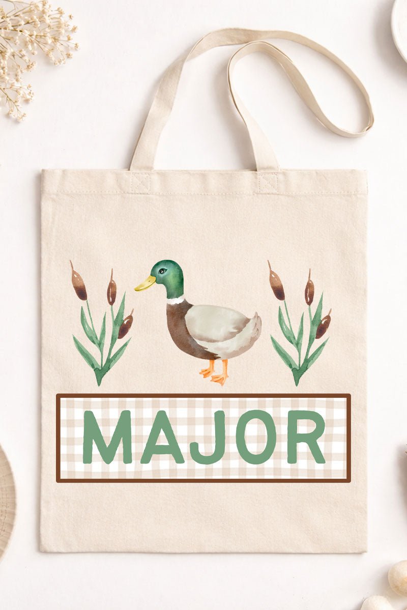 Personalized Watercolor Duck Medium Canvas Tote *Personalize Your Name - Wholesale Accessory Market