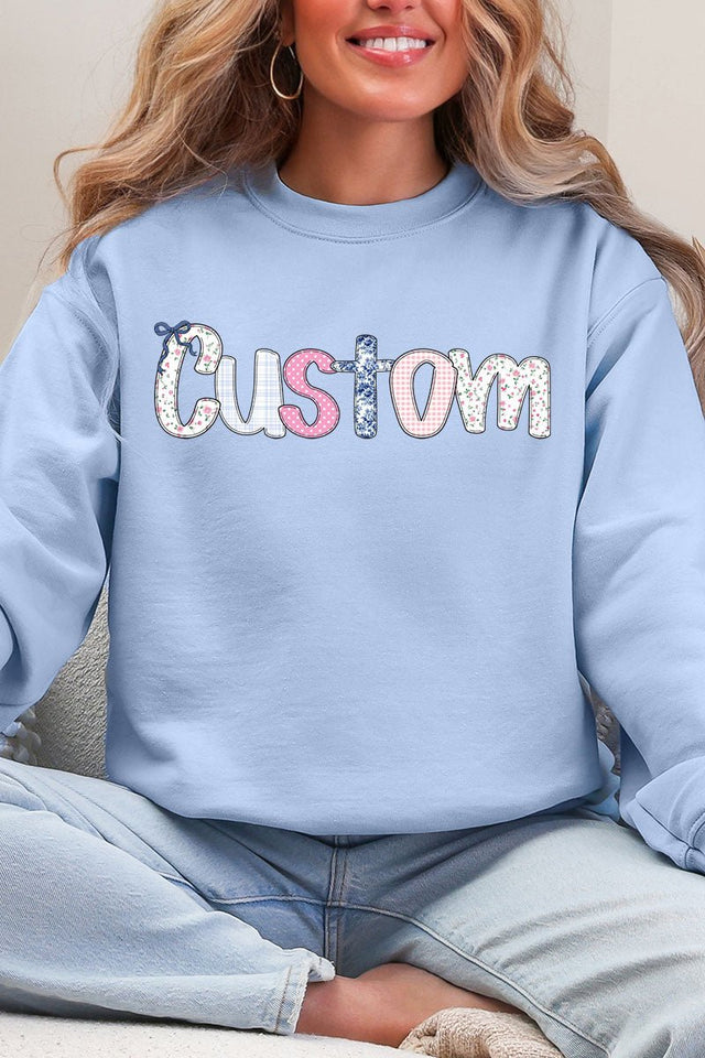 Gingham Garden Custom Name Ecosmart Crewneck Sweatshirt - Wholesale Accessory Market
