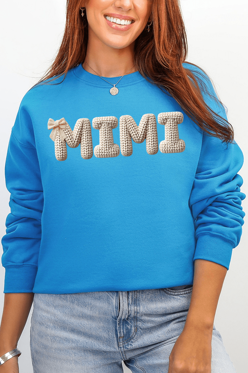 White Faux Knitted Custom Name Ecosmart Crewneck Sweatshirt - Wholesale Accessory Market