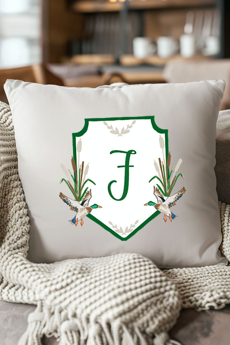 Personalized Mallard Crest Decorative Pillow Cover *Choose Your Initial - Wholesale Accessory Market