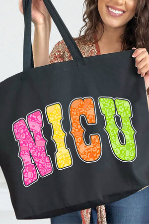 Personalized Neon Care Crew Canvas Jumbo Tote - Wholesale Accessory Market