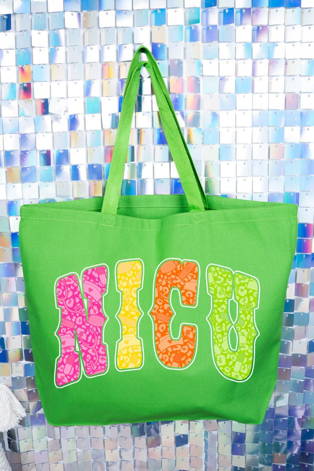 Personalized Neon Care Crew Canvas Jumbo Tote - Wholesale Accessory Market