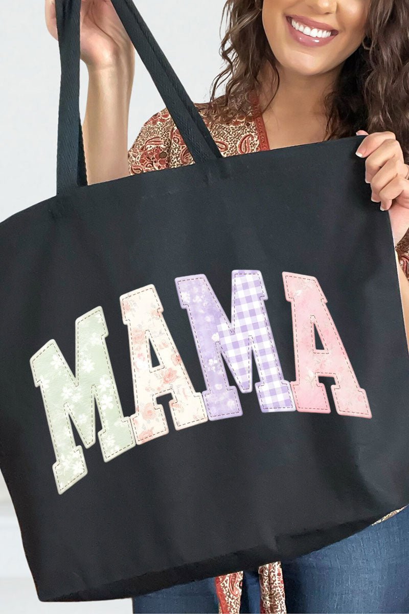 Personalized Soft Stitch Mom Name Canvas Jumbo Tote *Choose Your Name - Wholesale Accessory Market