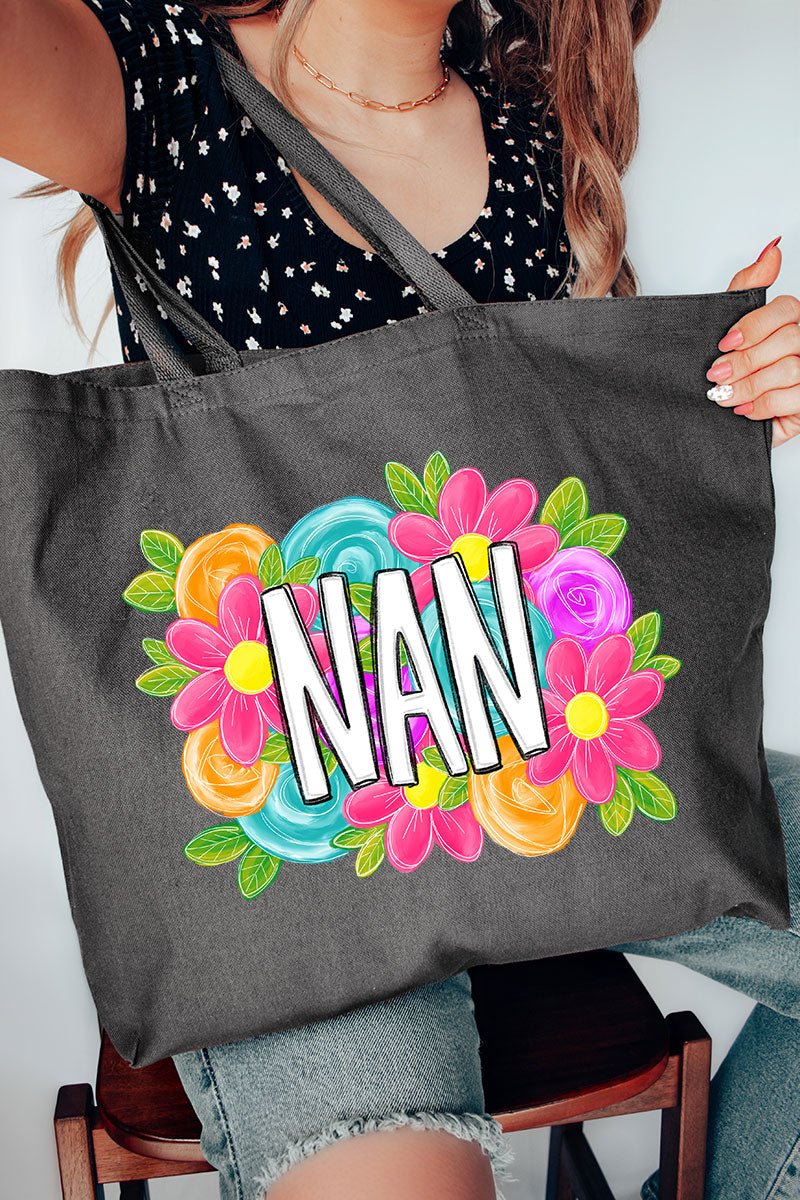 Personalized Mother's Day Bloom Canvas Jumbo Tote *Choose Your Name - Wholesale Accessory Market