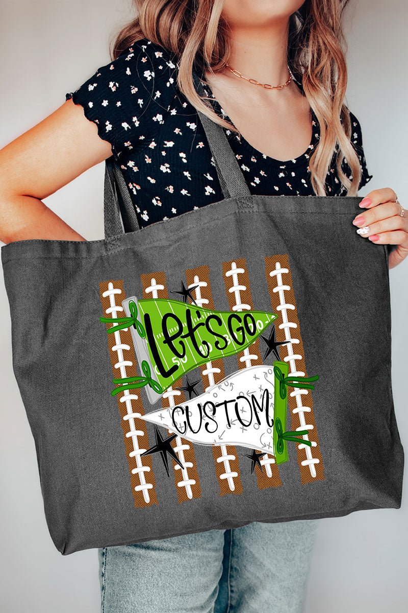 Personalized Touchdown Cheers Canvas Jumbo Tote *Enter Custom Text - Wholesale Accessory Market