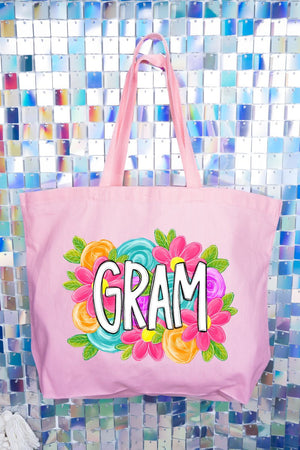 Personalized Mother's Day Bloom Canvas Jumbo Tote *Choose Your Name - Wholesale Accessory Market