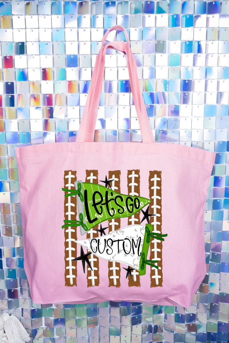 Personalized Touchdown Cheers Canvas Jumbo Tote *Enter Custom Text - Wholesale Accessory Market