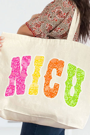 Personalized Neon Care Crew Canvas Jumbo Tote - Wholesale Accessory Market