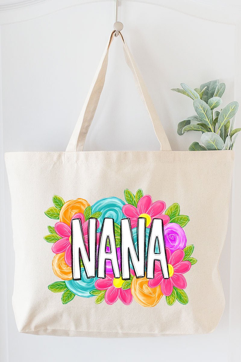 Personalized Mother's Day Bloom Canvas Jumbo Tote *Choose Your Name - Wholesale Accessory Market