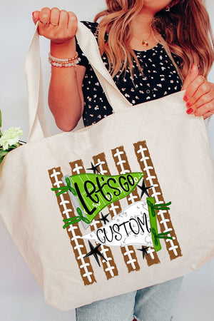 Personalized Touchdown Cheers Canvas Jumbo Tote *Enter Custom Text - Wholesale Accessory Market