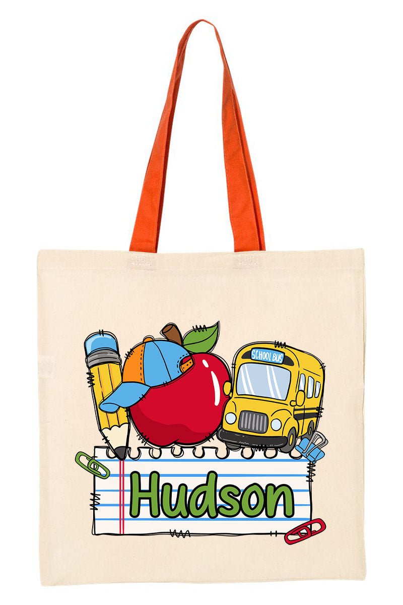Personalized Back-To-School Name Tag Boy Medium Canvas Tote *Enter Kid's Name - Wholesale Accessory Market