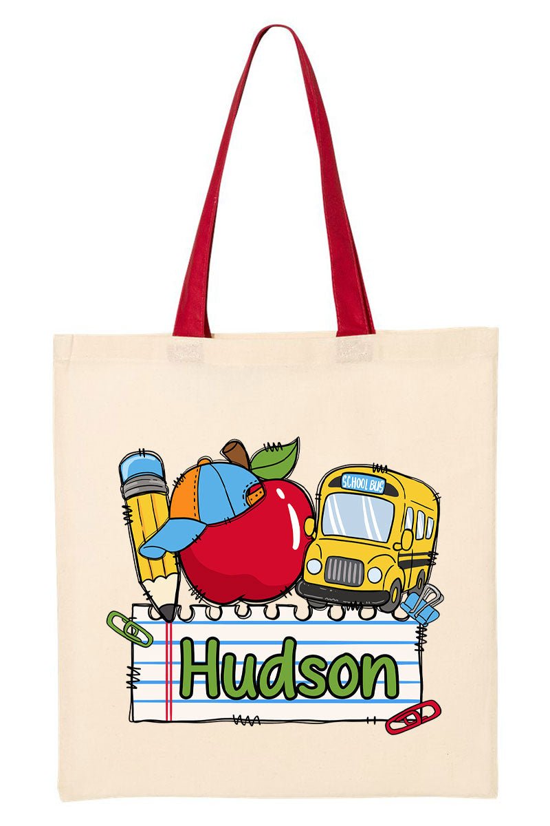 Personalized Back-To-School Name Tag Boy Medium Canvas Tote *Enter Kid's Name - Wholesale Accessory Market