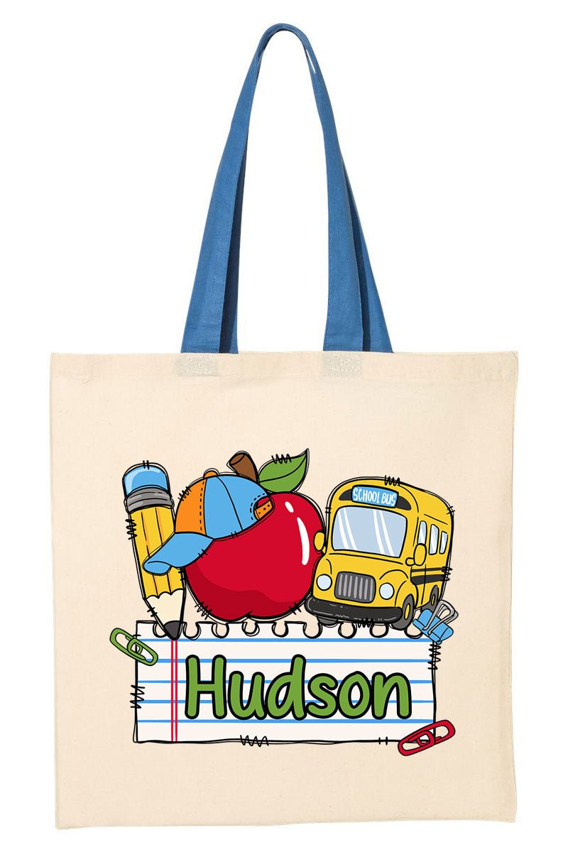 Personalized Back-To-School Name Tag Boy Medium Canvas Tote *Enter Kid's Name - Wholesale Accessory Market