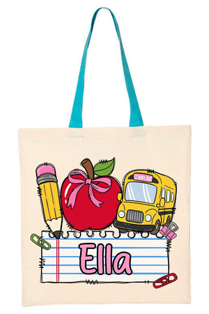 Personalized Back-To-School Name Tag Girl Medium Canvas Tote *Enter Kid's Name - Wholesale Accessory Market
