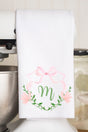 Personalized Preppy Floral Crest Waffle Kitchen Towel *Choose Your Initial - Wholesale Accessory Market