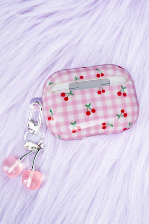 Pink Cherry Check Earbud Holder - Wholesale Accessory Market