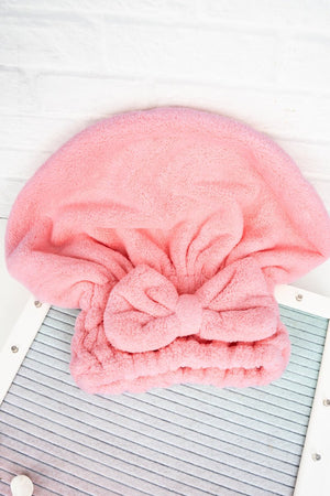 No Drip Pink Microfiber Hair Turban - Wholesale Accessory Market