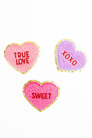 Sweet Hot Pink Heart Glitter Chenille Patch - Wholesale Accessory Market