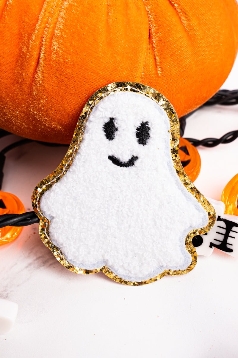 White As A Ghost Glitter Chenille Patch - Wholesale Accessory Market