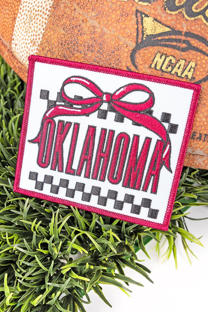 Bow Oklahoma Check Embroidered Patch - Wholesale Accessory Market
