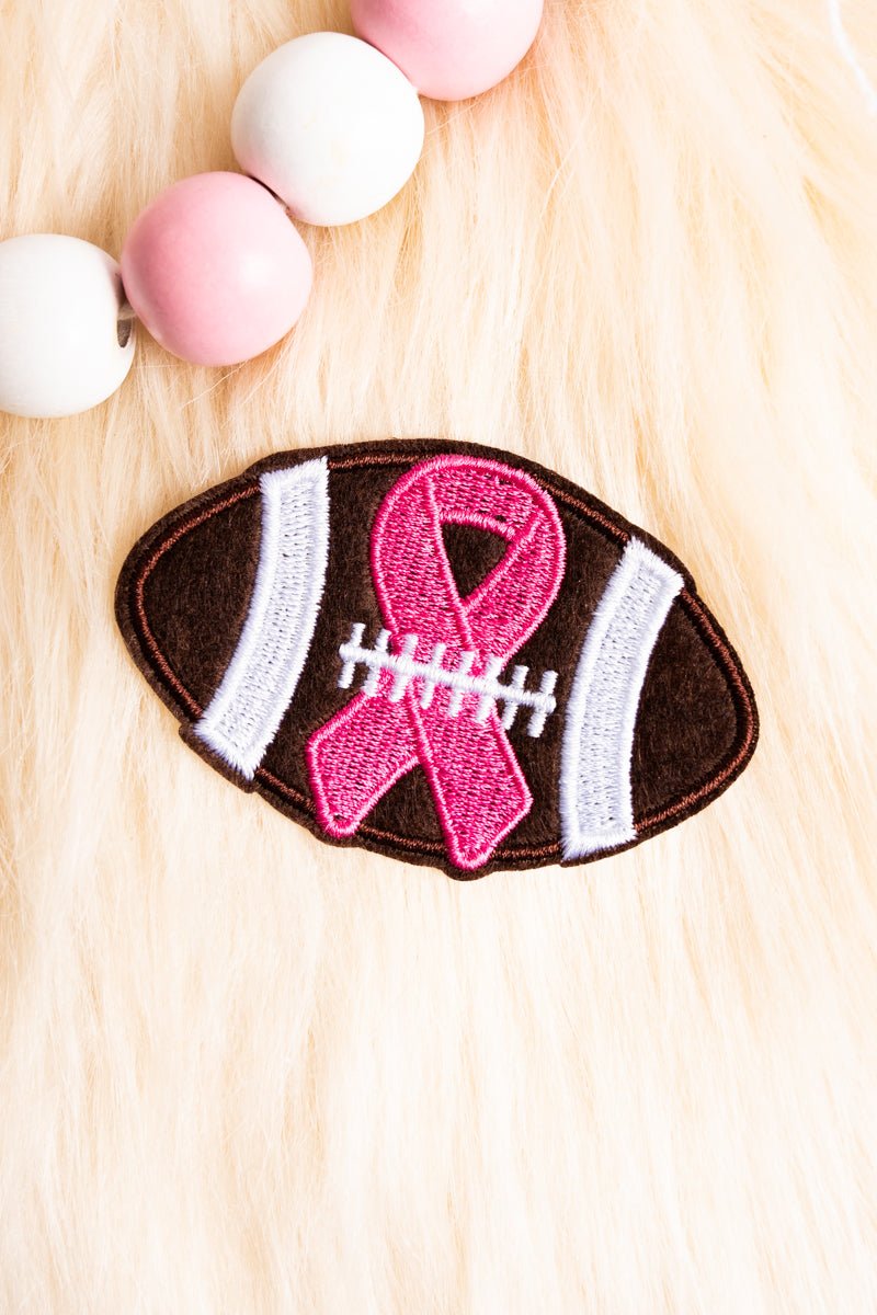 Pink Football Ribon Pink Ribbon Football Embroidered Patch | Wholesale Accessory Market