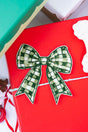Green Gingham Bow Embroidered Patch - Wholesale Accessory Market