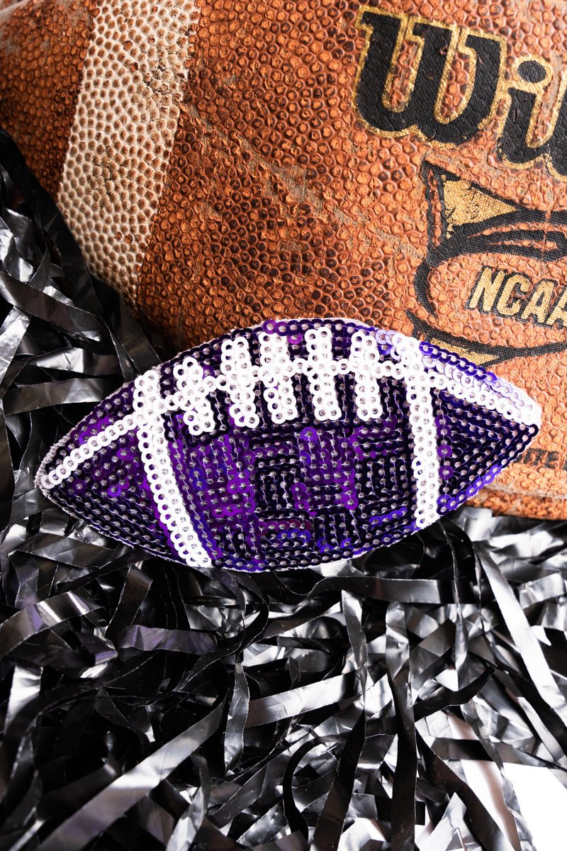 Purple Football Sequin Patch - Wholesale Accessory Market