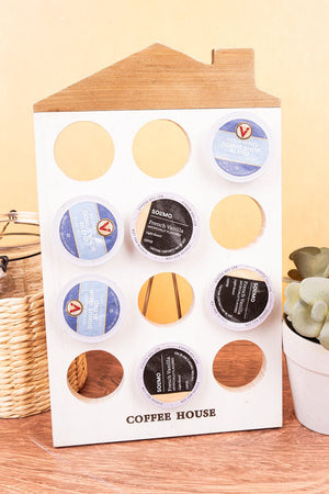 11.75 x 7.25 'Coffee House' Wood Tabletop Coffee Pod Holder - Wholesale Accessory Market