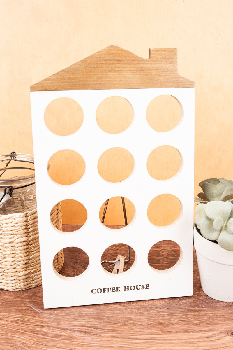 11.75 x 7.25 'Coffee House' Wood Tabletop Coffee Pod Holder - Wholesale Accessory Market