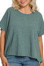 Zenana Plus Size Effortless Edge Ash Jade Oversized Slub Tee - Wholesale Accessory Market