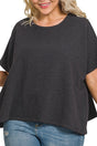 Zenana Plus Size Effortless Edge Black Oversized Slub Tee - Wholesale Accessory Market
