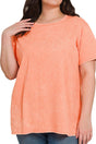 Zenana Plus Size Summer Soundtrack Coral Washed Top - Wholesale Accessory Market