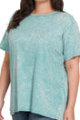 Zenana Plus Size Summer Soundtrack Dusty Teal Washed Top - Wholesale Accessory Market