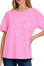 Zenana The Sky's The Limit Pink Halo Mineral Washed Tee - Wholesale Accessory Market