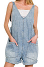 Zenana Laguna Beach Light Denim Short Overalls - Wholesale Accessory Market