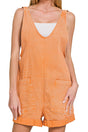 Zenana Sunkissed Days Orange Washed Denim Romper - Wholesale Accessory Market