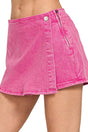 Zenana Jolene Hot Pink Washed Denim Skort - Wholesale Accessory Market