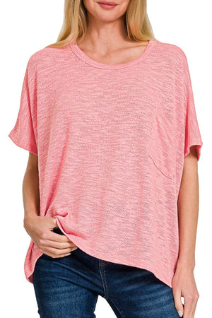 Zenana Keep It Loose Dark Pink Slub Hacci Oversized Top - Wholesale Accessory Market