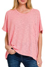Zenana Keep It Loose Dark Pink Slub Hacci Oversized Top - Wholesale Accessory Market