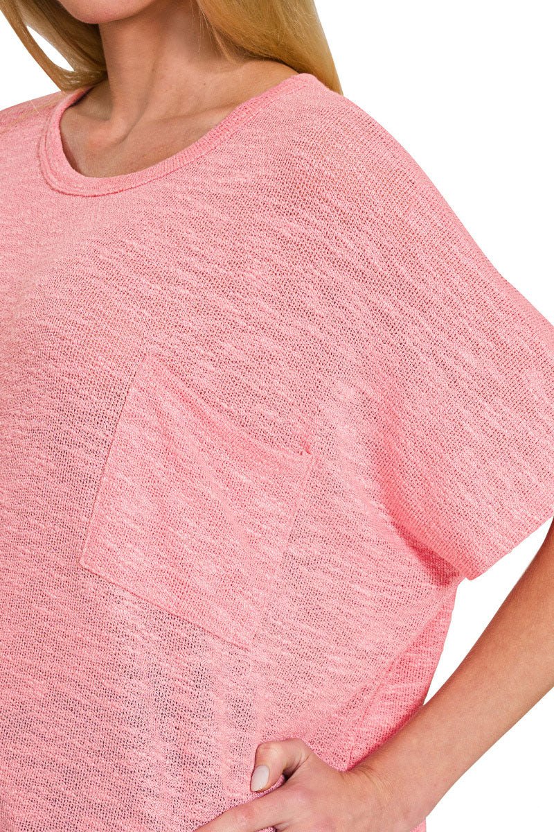 Zenana Keep It Loose Dark Pink Slub Hacci Oversized Top - Wholesale Accessory Market