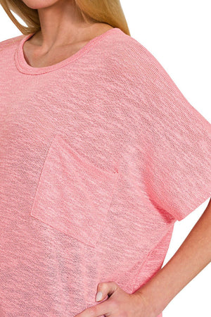 Zenana Keep It Loose Dark Pink Slub Hacci Oversized Top - Wholesale Accessory Market
