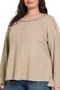 Zenana Plus Size Arctic Aura Ash Mocha Brushed Hacci Sweater - Wholesale Accessory Market